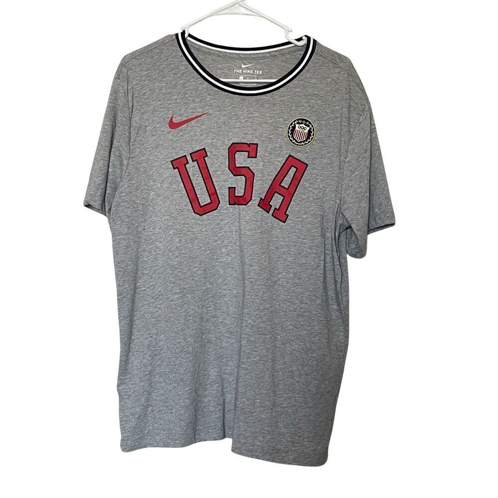 Nike Mens Gray Sportswear Olympic Team USA Heritage T-Shirt Size Large